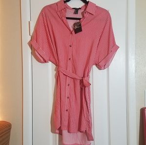 Red Striped Shirt Dress